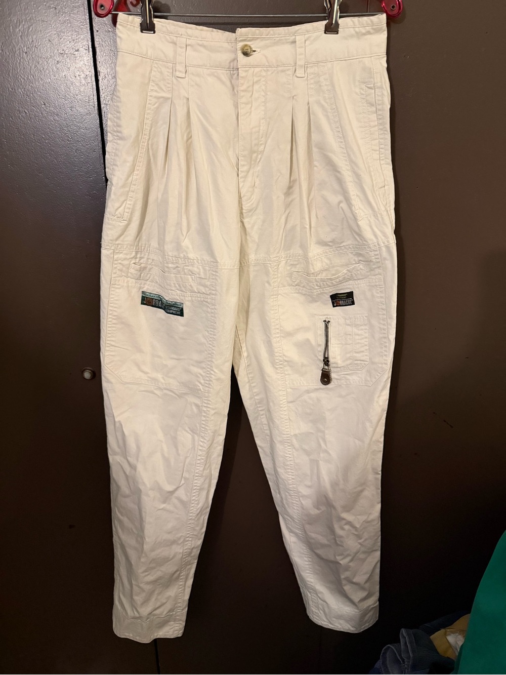 Jordache Cream Cargo Pants with Utility Pockets